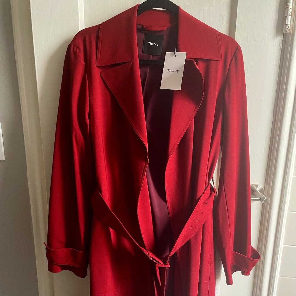 Theory Cranberry Trench Coat - NWT - Size P